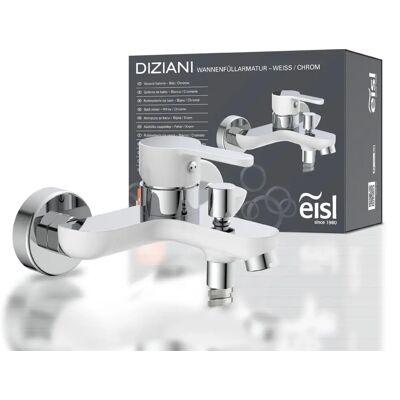 EISL DIZIANI Badkraan - Keramiek, Wit & Chroom, 18,2cm EISL DIZIANI Badkraan - Keramiek, Wit & Chroom, 18,2cm
