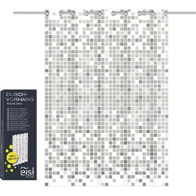 EISL Grauer Mosaik Duschvorhang - Badvorhang, Wasserfest Polyester, 180x200cm EISL Grauer Mosaik Duschvorhang - Badvorhang, Wasserfest Polyester, 180x200cm