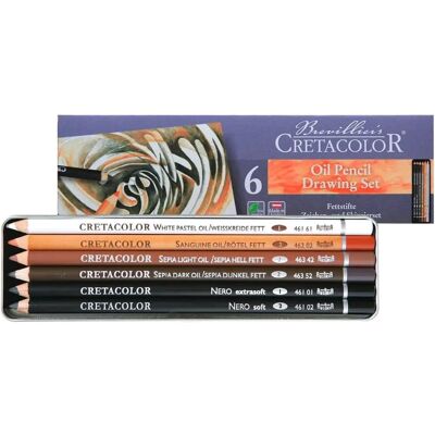 Brevillier's Cretacolor 6 Ölzeichnung Bleistifte - Grundset Brevillier's Cretacolor 6 Ölzeichnung Bleistifte - Grundset