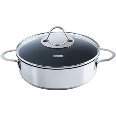 Kelomat 24cm Edelstahl Schmorpfanne mit Deckel - Für alle Herdarten Kelomat 24cm Edelstahl Schmorpfanne mit Deckel - Für alle Herdarten