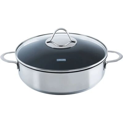 Kelomat Poêle à Braisser en Acier Inoxydable 28cm - Casserole - Publicité Kelomat Poêle à Braisser en Acier Inoxydable 28cm - Casserole - Publicité