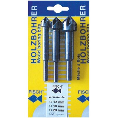 FISCH Bohrerset - 3 Größen 13-20mm Senker - Winkel 90° FISCH Bohrerset - 3 Größen 13-20mm Senker - Winkel 90°
