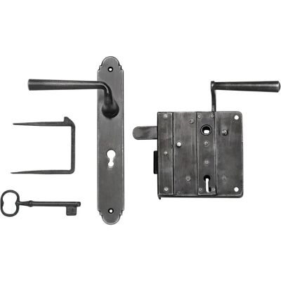 Schörghofer & Frehe - Rustikales Schlossset Drau BB - destro - patinato nero - door lock set Schörghofer & Frehe - Rustikales Schlossset Drau BB - destro - patinato nero - door lock set