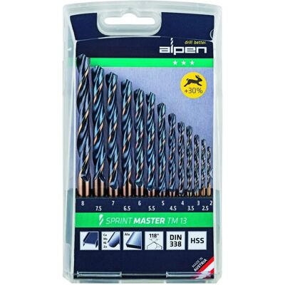 Alpen 811102100 Spiralbohrer-Set - Grau - 13-teilig Alpen 811102100 Spiralbohrer-Set - Grau - 13-teilig