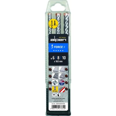 Alpen SDS-plus Force X Hammerbohrer-Set - 3-tlg 6-8-10mm Alpen SDS-plus Force X Hammerbohrer-Set - 3-tlg 6-8-10mm