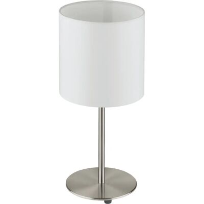 Eglo Pasteri Lampa Stołowa - Satynowy Nikiel z Białym Abaszurem Eglo Pasteri Lampa Stołowa - Satynowy Nikiel z Białym Abaszurem
