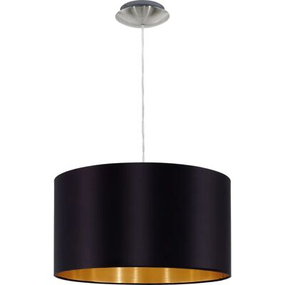 Lampe suspendue Eglo Maserlo - Abat-jour en tissu noir avec doublure en or - 38cm Lampe suspendue Eglo Maserlo - Abat-jour en tissu noir avec doublure en or - 38cm