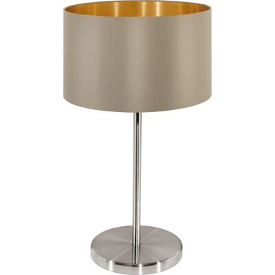 Lampa stołowa Eglo Maserlo - Klosz z tkaniny taupe, złoty wykończenie, 60W - Lampa stołowa Lampa stołowa Eglo Maserlo - Klosz z tkaniny taupe, złoty wykończenie, 60W - Lampa stołowa