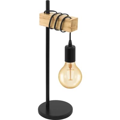 Eglo Townshend Schwarze und Holz Tischleuchte - Industrieller Chic Eglo Townshend Schwarze und Holz Tischleuchte - Industrieller Chic
