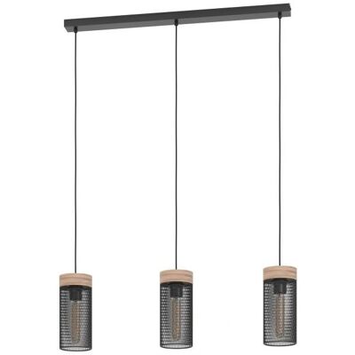 Lampada sospensione EGLO KILNSDALE - 3 E27, Nero & Legno Lampada sospensione EGLO KILNSDALE - 3 E27, Nero & Legno