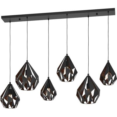 Lampada a sospensione EGLO Carlton 1 nero/cuoio 6 luci Lampada a sospensione EGLO Carlton 1 nero/cuoio 6 luci