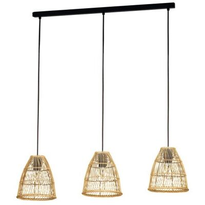 Eglo Ayesgarth Dreifach-Hängeleuchte - Natur Rattan, Schwarz Metall - Hängeleuchte Eglo Ayesgarth Dreifach-Hängeleuchte - Natur Rattan, Schwarz Metall - Hängeleuchte