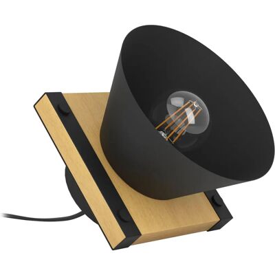 Lampada da tavolo EGLO Maccles - Nero e Legno - H 15cm, Ø18cm, E27, Max 15W Lampada da tavolo EGLO Maccles - Nero e Legno - H 15cm, Ø18cm, E27, Max 15W