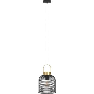 EGLO Roundham Pendant Light - Industrial Style, Black, Brass, 22cm EGLO Roundham Pendant Light - Industrial Style, Black, Brass, 22cm