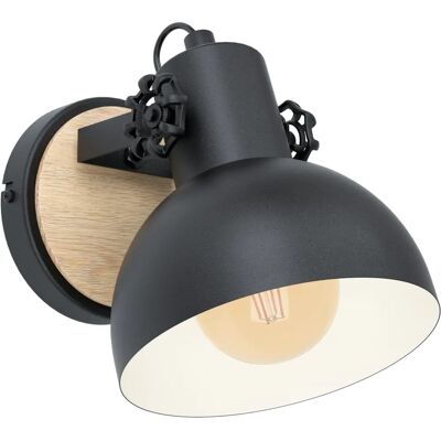 EGLO LUBENHAM Lampa Ścienna - Nowoczesna, Czarna/Drewno, 17,5x21cm EGLO LUBENHAM Lampa Ścienna - Nowoczesna, Czarna/Drewno, 17,5x21cm