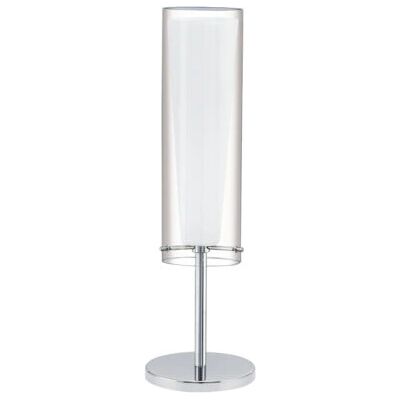 Lampa stołowa Eglo Pinto w chromie - E27, Przezroczysta, Biała Lampa stołowa Eglo Pinto w chromie - E27, Przezroczysta, Biała