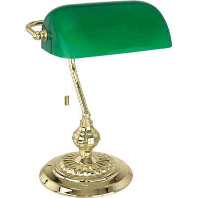 Eglo Banker Zielona Mosiężna Lampka Stołowa - E27 60W Eglo Banker Zielona Mosiężna Lampka Stołowa - E27 60W