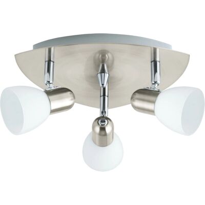 Eglo Enea Powierzchniowa Lampa Punktowa - 3 Światła Satynowy Nikkel & Biały - E14 Eglo Enea Powierzchniowa Lampa Punktowa - 3 Światła Satynowy Nikkel & Biały - E14