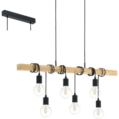 Eglo Townshend Deckenleuchte - Vintage 6-Flamm-Pendelleuchte, Holz & Metall Eglo Townshend Deckenleuchte - Vintage 6-Flamm-Pendelleuchte, Holz & Metall