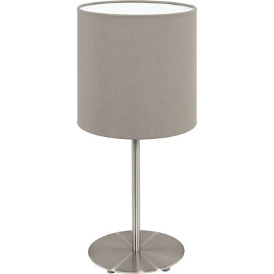 Lampe de table en nickel satiné et taupe - E14, 27.5cm Lampe de table en nickel satiné et taupe - E14, 27.5cm