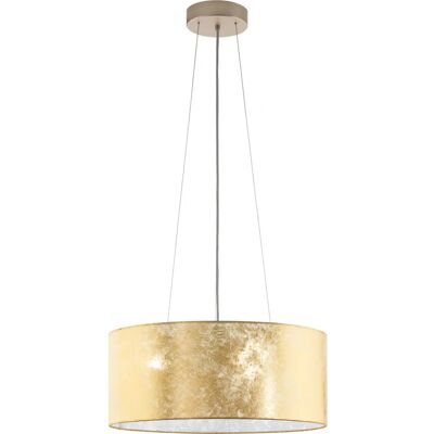 Lámpara colgante Eglo Viserbella - Pantalla de tela dorada - 53cm Lámpara colgante Eglo Viserbella - Pantalla de tela dorada - 53cm