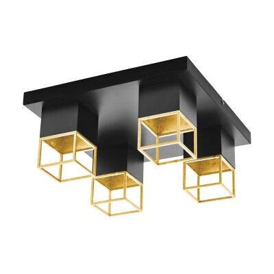 Lampadario Montebaldo Eglo 4 Luci Nero Oro Lampadario Montebaldo Eglo 4 Luci Nero Oro