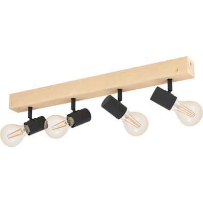EGLO Townshend 4-lampy ścienne z drewna i czerni EGLO Townshend 4-lampy ścienne z drewna i czerni