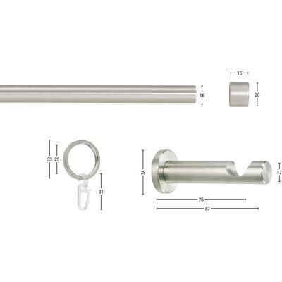 GARESA WILLI Gardinenstange - Edelstahloptik, 120cm GARESA WILLI Gardinenstange - Edelstahloptik, 120cm