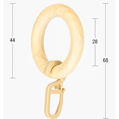 GARESA Holzring mit Haken - Gardinenbefestigung für 20mm Stangen GARESA Holzring mit Haken - Gardinenbefestigung für 20mm Stangen