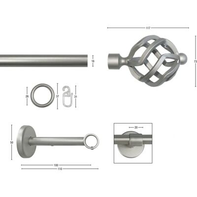 GARESA RUSTIKA Gardinenstange - 410cm, 16mm, Silber GARESA RUSTIKA Gardinenstange - 410cm, 16mm, Silber