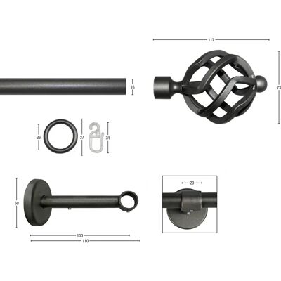 GARESA RUSTIKA Rustikale Gardinenstange - 260cm, 16mm, Metall GARESA RUSTIKA Rustikale Gardinenstange - 260cm, 16mm, Metall