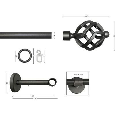 GARESA RUSTIKA Rustikale Gardinenstange - 310cm, 16mm, Metall GARESA RUSTIKA Rustikale Gardinenstange - 310cm, 16mm, Metall
