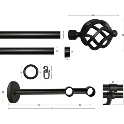 GARESA RUSTIKA Rustikale Gardinenstange - 320cm, 16mm, Metall GARESA RUSTIKA Rustikale Gardinenstange - 320cm, 16mm, Metall