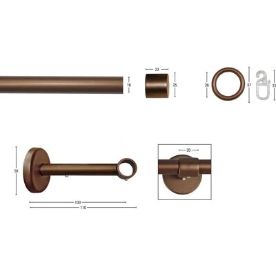 GARESA RUSTIKA Rustikale Gardinenstange - 180cm, Ø16mm, 1-läufig, Braun GARESA RUSTIKA Rustikale Gardinenstange - 180cm, Ø16mm, 1-läufig, Braun