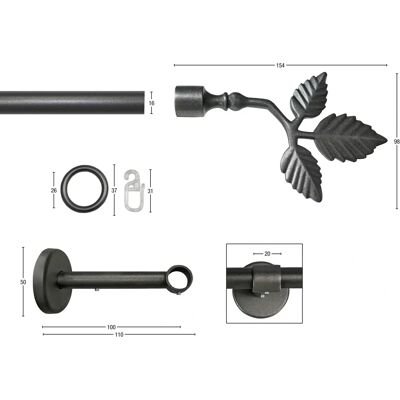 GARESA RUSTIKA Rustikale Metall Gardinenstange - 190cm, Grau GARESA RUSTIKA Rustikale Metall Gardinenstange - 190cm, Grau