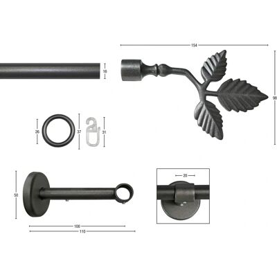 GARESA Rustika Gardinenstange - 250cm, 16mm, Metall, Rustikal GARESA Rustika Gardinenstange - 250cm, 16mm, Metall, Rustikal