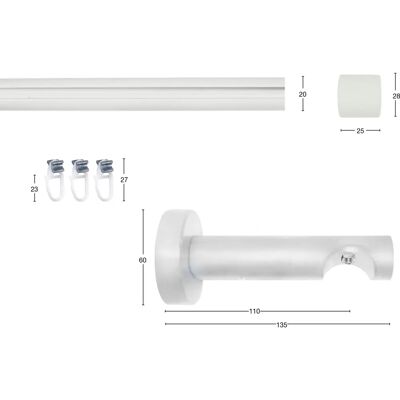 GARESA KEA Weiße Gardinenstange - 400cm, 20mm Durchmesser, Verstellbar, Einfacher Montage - Gardinenstangen & Zubehör GARESA KEA Weiße Gardinenstange - 400cm, 20mm Durchmesser, Verstellbar, Einfacher Montage - Gardinenstangen & Zubehör