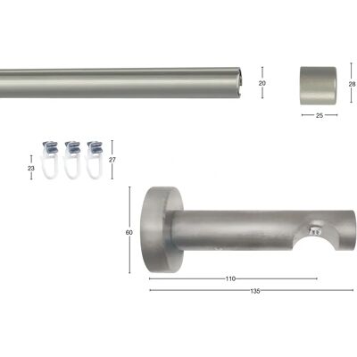 GARESA KEA Gardinenstange - Silber (mattchrom) - 320 cm - Mittelschwer GARESA KEA Gardinenstange - Silber (mattchrom) - 320 cm - Mittelschwer
