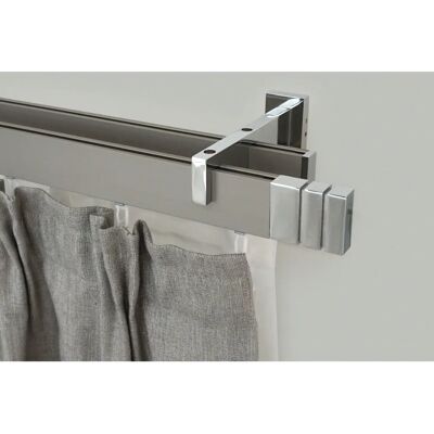 GARESA Flachprofil Gardinenstange - 230cm, 2-läufig, Aluminium, Wandmontage GARESA Flachprofil Gardinenstange - 230cm, 2-läufig, Aluminium, Wandmontage