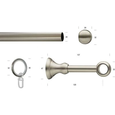 GARESA ANDREA Gardinenstange Silber 360cm Metall verstellbar GARESA ANDREA Gardinenstange Silber 360cm Metall verstellbar