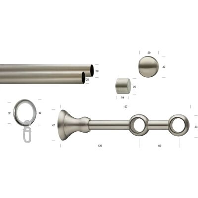 GARESA ANDREA Silbergardinenstange - 2-läufig, 480cm, Metall GARESA ANDREA Silbergardinenstange - 2-läufig, 480cm, Metall
