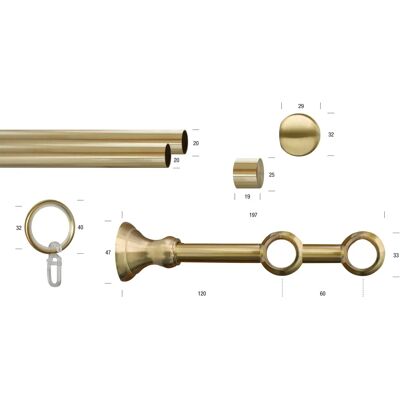 GARESA ANDREA Gold Gardinenstange - 2-läufig, 170cm GARESA ANDREA Gold Gardinenstange - 2-läufig, 170cm
