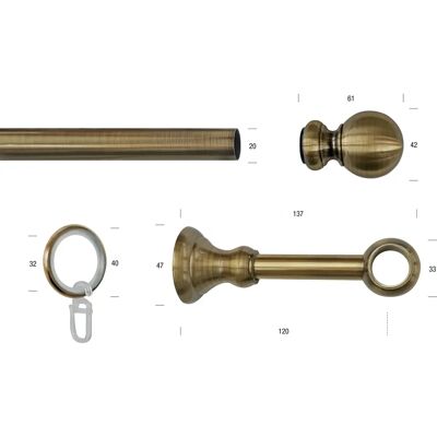 GARESA Andrea Gardinenstange - Verstellbar, Antikmessing - 210cm GARESA Andrea Gardinenstange - Verstellbar, Antikmessing - 210cm