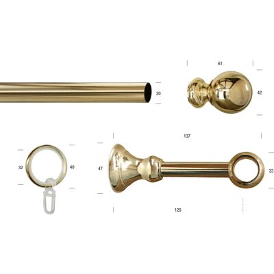 GARESA Andrea Metall Gardinenstange - 250cm, 20mm, Verstellbar GARESA Andrea Metall Gardinenstange - 250cm, 20mm, Verstellbar