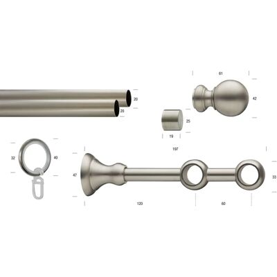 GARESA ANDREA Gardinenstange - Silber - 260cm, 2-läufig, Metall GARESA ANDREA Gardinenstange - Silber - 260cm, 2-läufig, Metall
