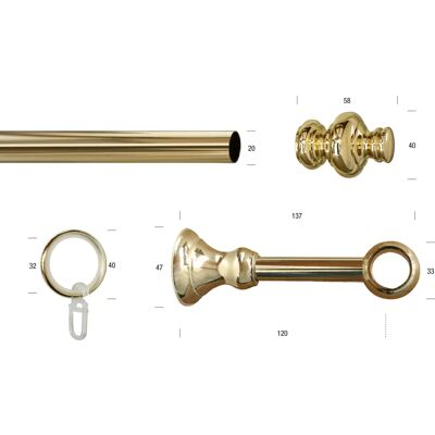 GARESA Andrea Gardinenstange - Metall, 100cm, 20mm, Verlängerbar GARESA Andrea Gardinenstange - Metall, 100cm, 20mm, Verlängerbar