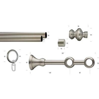 GARESA ANDREA Silbergardinenstange - Verstellbar 310cm - Metall GARESA ANDREA Silbergardinenstange - Verstellbar 310cm - Metall