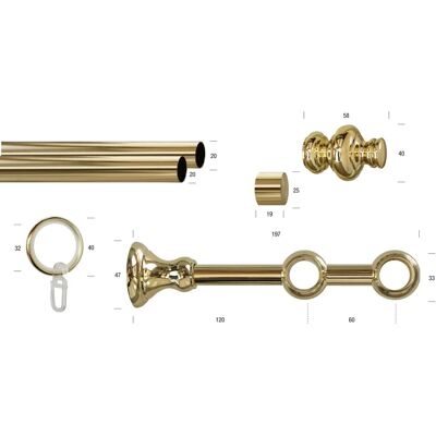 GARESA ANDREA Metall-Gardinenstange - 190cm, 2-läufig, grau GARESA ANDREA Metall-Gardinenstange - 190cm, 2-läufig, grau