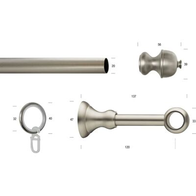 GARESA ANDREA Metall Gardinenstange - Silber GARESA ANDREA Metall Gardinenstange - Silber