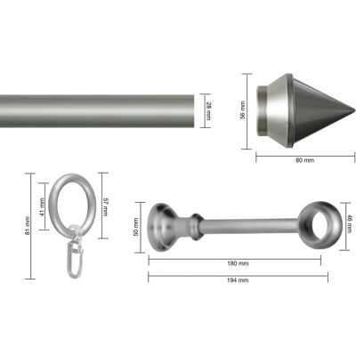 GARESA SEMARA Silber Gardinenstange - Verstellbar, 290cm, Stahl/Kunststoff GARESA SEMARA Silber Gardinenstange - Verstellbar, 290cm, Stahl/Kunststoff